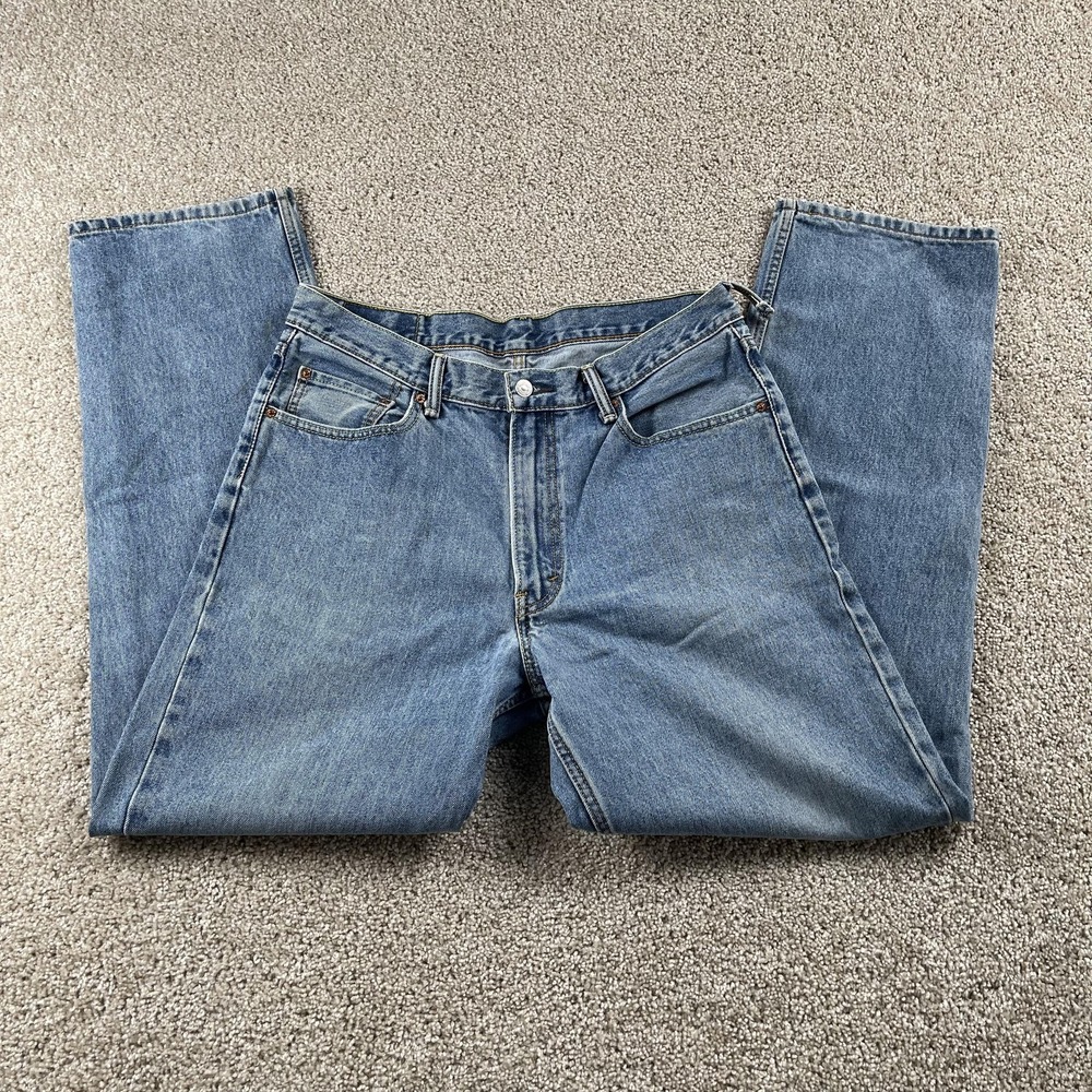 Levis 550 Jeans Mens 36x34 Medium Wash Blue Denim Relaxed Tapered Leg Casual